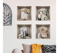 Adesivi 3D | Adesivo da parete effetto 3D vasi e oggetti di design - Adesivi da parete per camera degli adulti 3D - Decorazione per soggiorno, adesivi da parete, per camera da letto, 60 x 60 cm