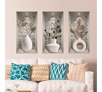 Adesivi 3D | Adesivo da parete effetto 3D vasi e piante di design - Adesivi da parete per camera degli adulti 3D - Decorazione per soggiorno, adesivi da parete, per camera da letto, 60 x 90 cm
