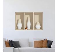 Adesivi 3D | Adesivo murale adesivo da parete effetto 3D Vasi in legno bianco - Adesivi murali Camera Adulti - Adesivi murali 3D - Decorazione Salone - Adesivi murali Trompe l'occhio | 80x120cm