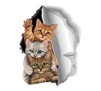 Adesivi 3D Animal Wall - PVC, Breaking Through Wall Cat Sticker Waterproof | Autoadesivi decorativi Walls Art For Easy Placement, 3D Cartoon Animal Decor for Nursery Room, Living Room, Fridge