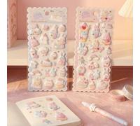 Adesivi 3D con temi carini di ragazze, gatti adorabili, conigli, orsi e fantasmi, regalo perfetto come ricompensa per i bambini. Materiale in rilievo con animali dei cartoni animati. I bambini possono