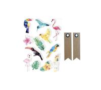 Adesivi 3D - GRAINE CREATIVE - Uccelli tropicali - Multicolore - 12 pezzi - Etichette kraft