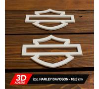 Adesivi 3D HARLEY DAVIDSON (COPPIA) - logo sticker in rilevo - bianco