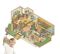 Adesivi 3D Housee - Adesivo con scena in miniatura del fumetto | Adesivo con scena dei cartoni animati, adesivi multifunzionali per bambini in miniatura, adesivi colorati per scena della casa