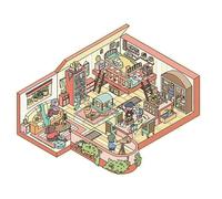 Adesivi 3D Housee - Adesivo con scena in miniatura del fumetto | Adesivo con scena dei cartoni animati, adesivi multifunzionali per bambini in miniatura, adesivi colorati per scena della casa