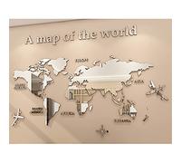 Adesivi 3D per Decorazioni da Parete a Specchio in Acrilico, Adesivi da Parete a Specchio Rimovibili con Mappa del Mondo, Adesivi per Decorazioni da Parete Adesive Fai-da-te per Decorazioni di Sfondo