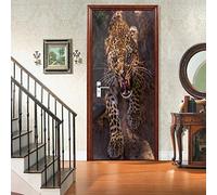 Adesivi 3D per Porta 77 x 200 cm Ghepardo animale Fotomurali Autoadesivi Per Porte In Vinile, Impermeabile Carta da Parati Soggiorno Cucina Camerette Art Applique Poster