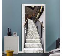 Adesivi 3D per Porta 77 x 200 cm scala di marmo Fotomurali Autoadesivi Per Porte In Vinile, Impermeabile Carta da Parati Soggiorno Cucina Camerette Art Applique Poster