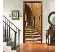 Adesivi 3D per Porta 77 x 200 cm Scala in pietra retrò Fotomurali Autoadesivi Per Porte In Vinile, Impermeabile Carta da Parati Soggiorno Cucina Camerette Art Applique Poster