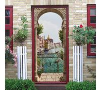 Adesivi 3D per Porta 80 x 210 cm Città dell'acqua dell'arco Fotomurali Autoadesivi Per Porte In Vinile, Impermeabile Carta da Parati Soggiorno Cucina Camerette Art Applique Poster
