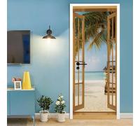 Adesivi 3D per Porta 80 x 210 cm Finestra vista mare Fotomurali Autoadesivi Per Porte In Vinile, Impermeabile Carta da Parati Soggiorno Cucina Camerette Art Applique Poster