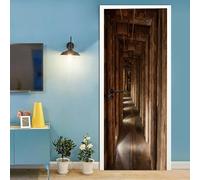 Adesivi 3D per Porta 80 x 210 cm Percorso in legno retrò Fotomurali Autoadesivi Per Porte In Vinile, Impermeabile Carta da Parati Soggiorno Cucina Camerette Art Applique Poster