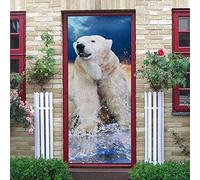 Adesivi 3D per Porta 90 x 200 cm Orso polare animale Fotomurali Autoadesivi Per Porte In Vinile, Impermeabile Carta da Parati Soggiorno Cucina Camerette Art Applique Poster