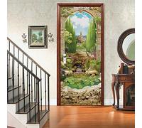 Adesivi 3D per Porta 90 x 200 cm Paesaggio dello stagno di loto Fotomurali Autoadesivi Per Porte In Vinile, Impermeabile Carta da Parati Soggiorno Cucina Camerette Art Applique Poster