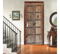 Adesivi 3D per Porta 90 x 200 cm Porta in legno retrò Fotomurali Autoadesivi Per Porte In Vinile, Impermeabile Carta da Parati Soggiorno Cucina Camerette Art Applique Poster