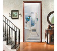 Adesivi 3D per Porta 90 x 200 cm Scala bianca Fotomurali Autoadesivi Per Porte In Vinile, Impermeabile Carta da Parati Soggiorno Cucina Camerette Art Applique Poster