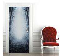 Adesivi 3D per Porta 90 x 200 cm Sentiero della nebbia bianca Fotomurali Autoadesivi Per Porte In Vinile, Impermeabile Carta da Parati Soggiorno Cucina Camerette Art Applique Poster