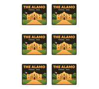 Adesivi: 50 mm, 6 pezzi - The Alamo Texas USA Vinyl Sticker Travel Souvenir