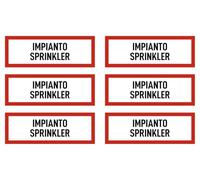 Adesivi: 52 x 148 mm, 6 pezzi - IMPIANTO SPRINKLER - Protezione antincendio e istruzioni d'uso - DIN 4066 - D1 - Lingua: italiano