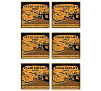 Adesivi: 55 x 60 mm, 6 pezzi - Marcatura per spedizioni - Targhe di trasporto - cargo aircraft only - forbidden in passenger aircraft - ICAO - ADR/GHS/DGR/UN merci pericolose