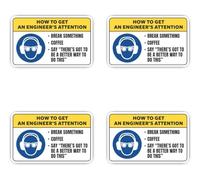 Adesivi: 75 mm, 4 pezzi - How to get an engineer's attention, ingegneria meccanica, divertente motivo