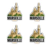 Adesivi: 75 mm, 4 pezzi - Marsiglia France Sticker Basilica Notre-Dame de la Garde Reisesouvenir
