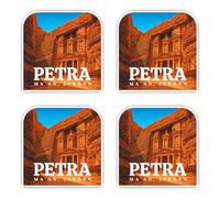 Adesivi: 75 mm, 4 pezzi - PETRA Ma'an, Jordan Retro Travel Sticker per valigie, camper e notebook