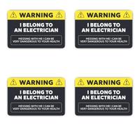 Adesivi: 75 mm, 4 pezzi - Warning I Belong To An Electrician Divertimento per elettricisti