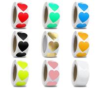 Adesivi a forma di cuore, 9 colori, autoadesivi, 4500 pezzi, 2,5 cm, per buste, scrapbooking, regali, fai da te