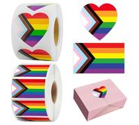 Adesivi a Forma di Cuore Arcobaleno - 1000 Pezzi, Autoadesivi per Orgoglio LGBTQ+, Adesivi per Auto, Party, Decorazioni e Regali, 3.8 cm e 5x3 cm, Colori Vivaci