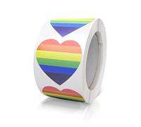 Adesivi a forma di cuore arcobaleno, autoadesivi, Gay Pride LGBT, rotolo da 38 mm, codice colore per matrimoni, scrapbooking, regali, 500 pezzi