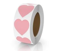 Adesivi a Forma di Cuore Rosa Autoadesivi - Rotolo 25 mm Piccolo Codifica Colore per Matrimoni, Scrapbooking, Regali - 500 Pezzi