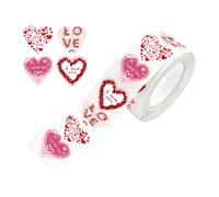 Adesivi A Forma Di Cuore, Rotolo Da 500 Pezzi, Autoadesivi Per San, A Forma D'amore, Rimovibili Impermeabili Per Buste, Cartoline, Regali, Rosso Glitterato