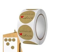 Adesivi a forma di cuore su misura, rotolo autoadesivo, confezione da 500 pezzi, per piccole imprese, cerchi di carta rustici per barattoli, articoli da regalo, etichette decorative per album di