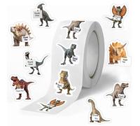 Adesivi a forma di dinosauro, rotolo da 500 pezzi, adesivi per bambini, impermeabili, per bottiglie d'acqua, laptop, album di ritagli, decorazioni per feste, aule, premi e regali di compleanno