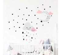 Adesivi a forma di luna e nuvole innamorati rosa