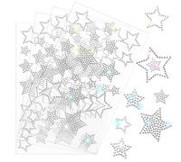 Adesivi a forma di stella, 7 misure, in argento, autoadesivi, con strass, per fai da te, etichette scintillanti per regali, decorazioni, vestiti, scrapbooking, 4 fogli