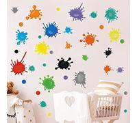 Adesivi a parete a posa di inchiostro, 36 pezzi di decalcomania murale di vernice multicolore, schizzi e macchie di schizzate, adesivi chiacchiere inchiostro, decorazioni per una sala innovatura