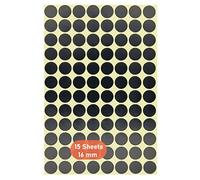 Adesivi a Punti Rotondi,16MM Punti Autoadesivi 15 Pack Etichette a Cerchio Colorato Etichette con Codice per Calendari di Marcatura DVD Libri Scolastici Artigianato d'arte 1440 Punti Nero
