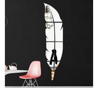 Adesivi a specchio piuma, adesivi a specchio, per soggiorno, camera da letto, sala da pranzo, ideale per decorazione casa e interni, altezza 120 x larghezza 30 cm