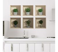 Adesivi adesivi 3D | Adesivo da parete effetto 3D Le erbe e i mini alberi - Adesivi da parete per camera da letto adulto, adesivi da parete 3D, decorazione soggiorno, adesivi da parete Trompe l'occhio