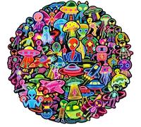 Adesivi alieni 56 pezzi Cool Neon Alien Sticker Pack, premi per bambini ricompense in desivi in vinile impermeabili per bottiglie d'acqua, laptop, scrapbooking, skateboard, diario, bagagli