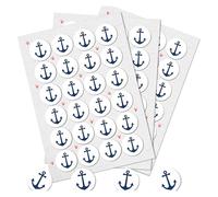 Adesivi àncora, set di 72: sticker marini, decorazioni estate, mare e spiaggia, adesivi nautici per biglietti, regali e feste, piccoli adesivi decorativi, tema mare, bianco/blu, Ø 4 cm
