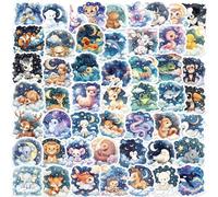 Adesivi Animali Stella Carino, 50 Pezzi di Kawaii Cavallo-Elefante-Volpe-Scimmia Adesivi per Bottiglia D'Acqua-Chitarra-Skateboard-Bagagli