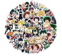 Adesivi Anime MHA 50pcs Midoriya Izuku/Todoroki Shouto/Uraraka Ochako Figura Cartoon Adesivi colorati impermeabili Anime Bicchieri d'acqua Borse Taccuini Sticker