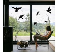 Adesivi anti-collisione per finestra, con sagome di uccelli, protezione per porte in vetro e salva-uccelli,12 PCS (Nero)