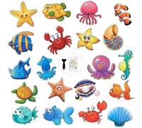 Adesivi antiscivolo per il bagno, 20 grandi adesivi autoadesivi per doccia e vasca da bagno per bambini, con disegni a tema oceano, spatola