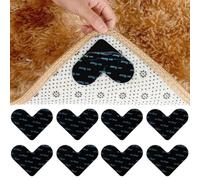 Adesivi Antiscivolo per Tappetini, 8 pezzi Antiscivolo per Tappeti, Antiscivolo e Riutilizzabili Tappeto Gripper, Tappetino Antiscivolo per Moquette Lavabile, per Tappetini, nero, Spessore 2 MM