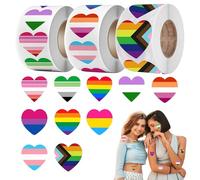Adesivi Arcobaleno LGBTQ - 3 Set di Adesivi Colorati con Bandiera Arcobaleno e Design a Cuore - Adesivi Resistente all'Acqua per Esprimere il Supporto alla Comunità LGBTQ - Ideali per Eventi