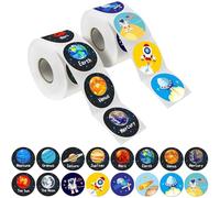 Adesivi Astronauta,Pianeta Cosmico Rotolo Adesivi 1000 Adesivi a Tema Sistema Solare Reward Sticker Etichette di Carta Rotonde per la Festa di Compleanno per Bambini(Cometa,Luna e Satelliti)